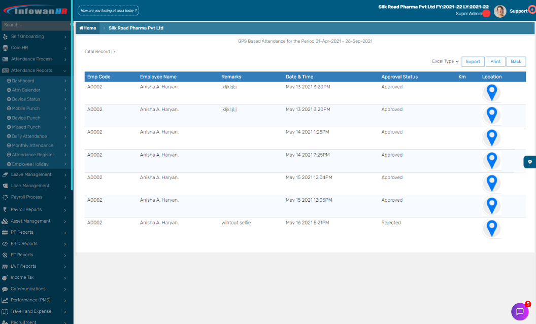 Mobile Based Attendance